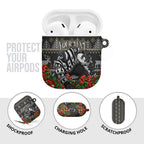 Personalized Magpies Football Christmas AirPods Case Australian Football Mascot - Ugly Xmas Pattern Festive
