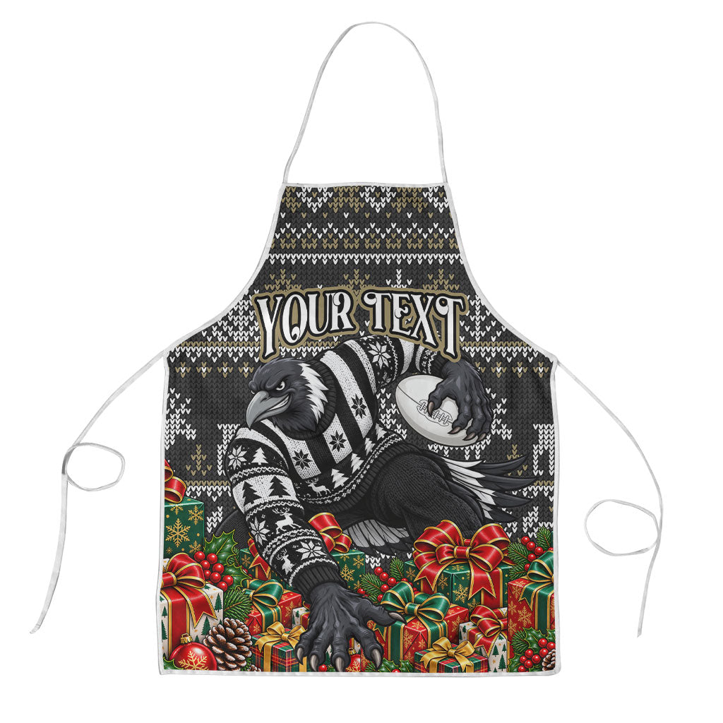 Personalized Magpies Football Christmas Apron Australian Football Mascot - Ugly Xmas Pattern Festive