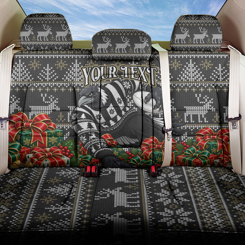 Personalized Magpies Football Christmas Back Car Seat Cover Australian Football Mascot - Ugly Xmas Pattern Festive