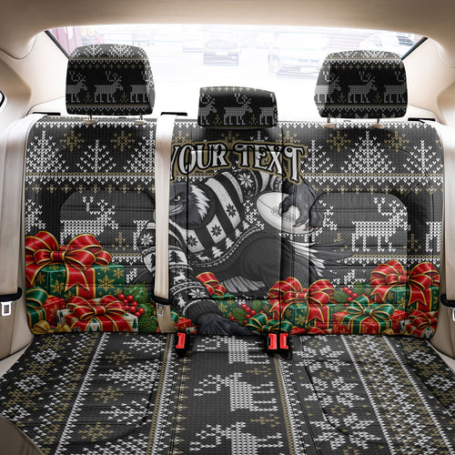 Personalized Magpies Football Christmas Back Car Seat Cover Australian Football Mascot - Ugly Xmas Pattern Festive