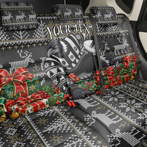 Personalized Magpies Football Christmas Back Car Seat Cover Australian Football Mascot - Ugly Xmas Pattern Festive