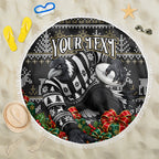 Personalized Magpies Football Christmas Beach Blanket Australian Football Mascot - Ugly Xmas Pattern Festive