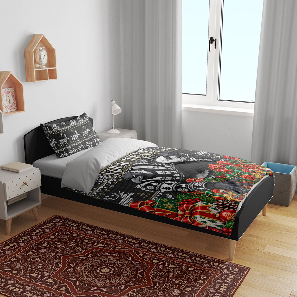 Personalized Magpies Football Christmas Bedding Set Australian Football Mascot - Ugly Xmas Pattern Festive