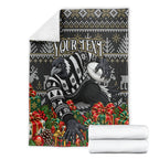 Personalized Magpies Football Christmas Blanket Australian Football Mascot - Ugly Xmas Pattern Festive