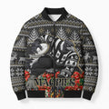 Personalized Magpies Football Christmas Bomber Puffer Jacket Australian Football Mascot - Ugly Xmas Pattern Festive