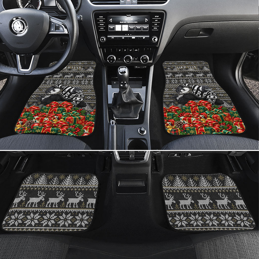 Personalized Magpies Football Christmas Car Mats Australian Football Mascot - Ugly Xmas Pattern Festive