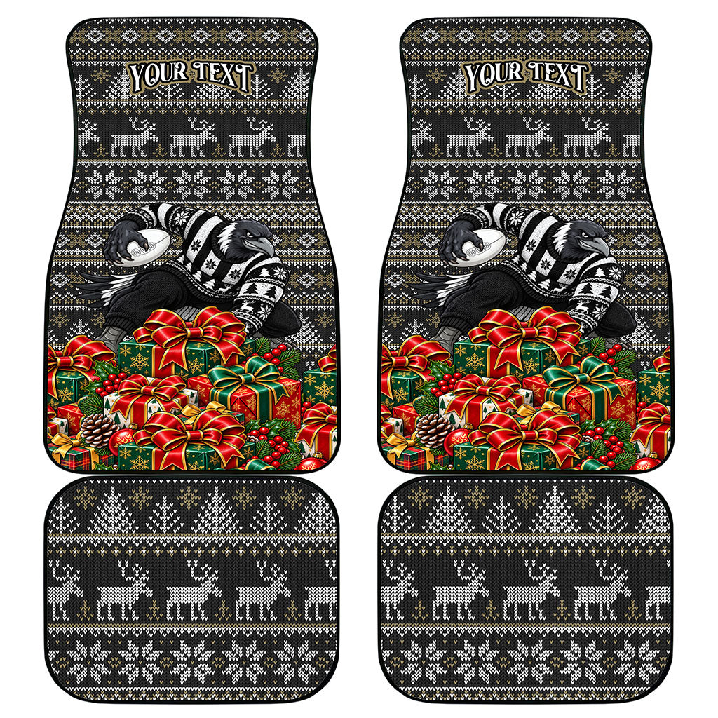 Personalized Magpies Football Christmas Car Mats Australian Football Mascot - Ugly Xmas Pattern Festive