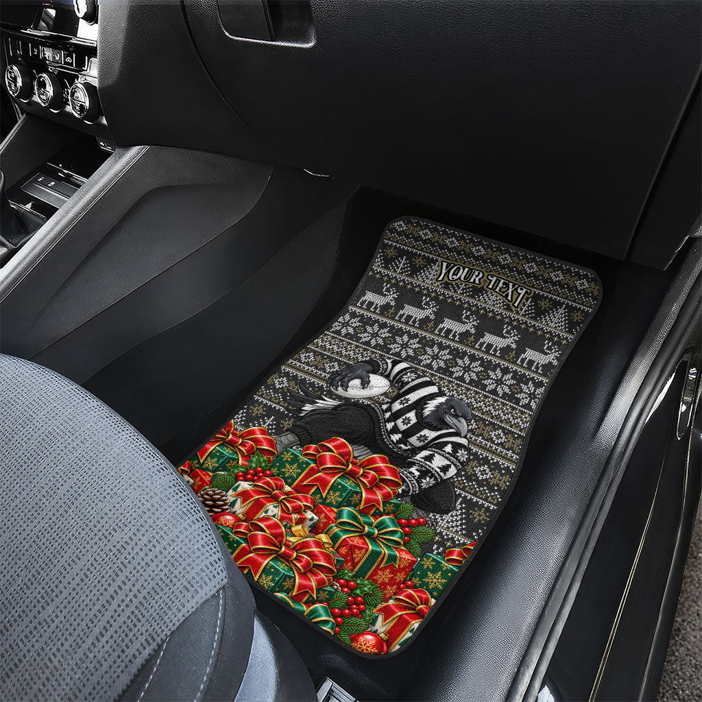 Personalized Magpies Football Christmas Car Mats Australian Football Mascot - Ugly Xmas Pattern Festive