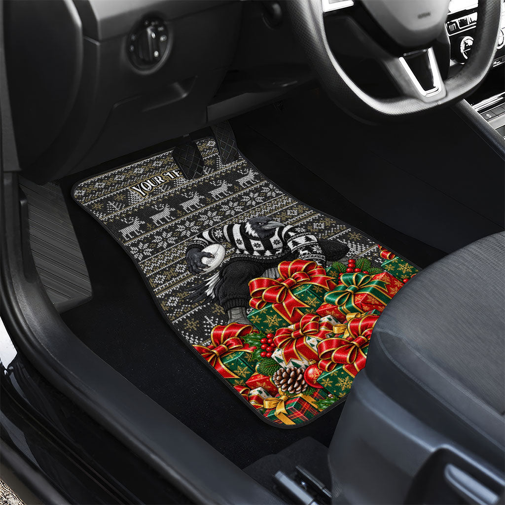 Personalized Magpies Football Christmas Car Mats Australian Football Mascot - Ugly Xmas Pattern Festive