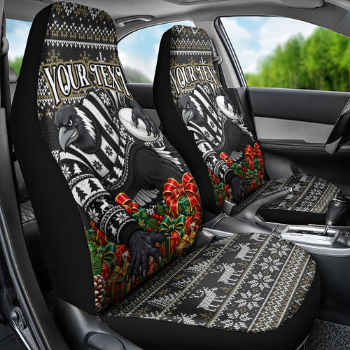 Personalized Magpies Football Christmas Car Seat Cover Australian Football Mascot - Ugly Xmas Pattern Festive