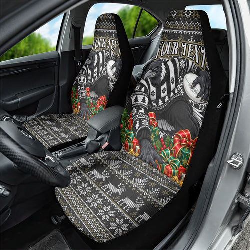 Personalized Magpies Football Christmas Car Seat Cover Australian Football Mascot - Ugly Xmas Pattern Festive