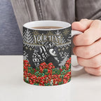 Personalized Magpies Football Christmas Ceramic Mug Australian Football Mascot - Ugly Xmas Pattern Festive