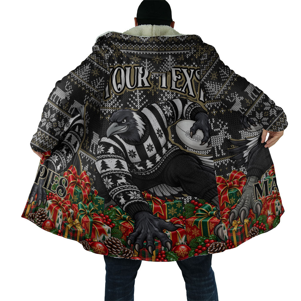 Personalized Magpies Football Christmas Cloak Australian Football Mascot - Ugly Xmas Pattern Festive