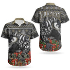 Personalized Magpies Football Christmas Couples Matching Summer Maxi Dress and Hawaiian Shirt Australian Football Mascot - Ugly Xmas Pattern Festive