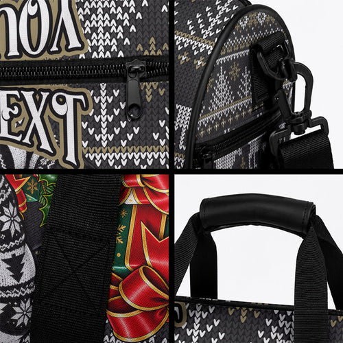 Personalized Magpies Football Christmas Duffle Bag Australian Football Mascot - Ugly Xmas Pattern Festive