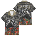 Personalized Magpies Football Christmas Family Matching Off Shoulder Maxi Dress and Hawaiian Shirt Australian Football Mascot - Ugly Xmas Pattern Festive