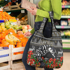 Personalized Magpies Football Christmas Grocery Bag Australian Football Mascot - Ugly Xmas Pattern Festive
