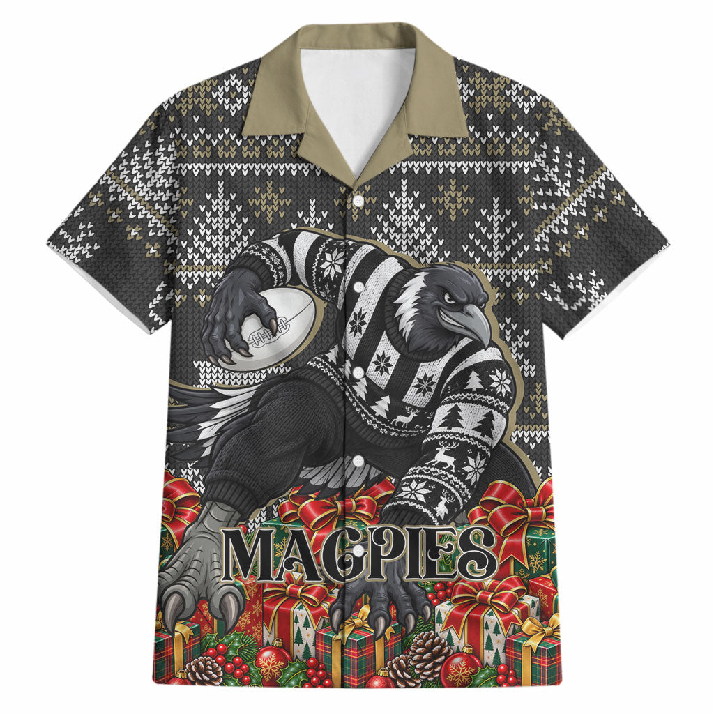 Personalized Magpies Football Christmas Hawaiian Shirt Australian Football Mascot - Ugly Xmas Pattern Festive