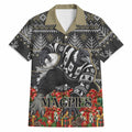 Personalized Magpies Football Christmas Hawaiian Shirt Australian Football Mascot - Ugly Xmas Pattern Festive