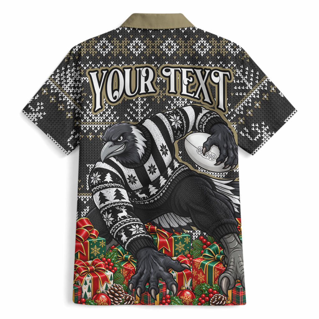 Personalized Magpies Football Christmas Hawaiian Shirt Australian Football Mascot - Ugly Xmas Pattern Festive