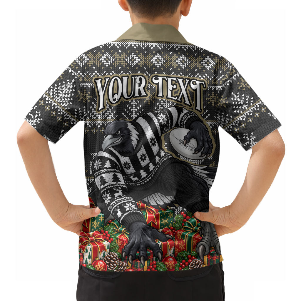 Personalized Magpies Football Christmas Hawaiian Shirt Australian Football Mascot - Ugly Xmas Pattern Festive