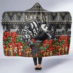 Personalized Magpies Football Christmas Hooded Blanket Australian Football Mascot - Ugly Xmas Pattern Festive