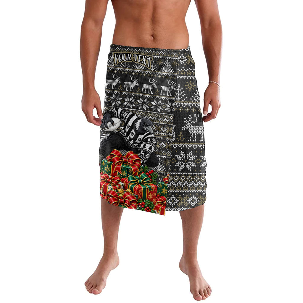 Personalized Magpies Football Christmas Lavalava Australian Football Mascot - Ugly Xmas Pattern Festive