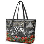 Personalized Magpies Football Christmas Leather Tote Bag Australian Football Mascot - Ugly Xmas Pattern Festive