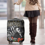 Personalized Magpies Football Christmas Luggage Cover Australian Football Mascot - Ugly Xmas Pattern Festive