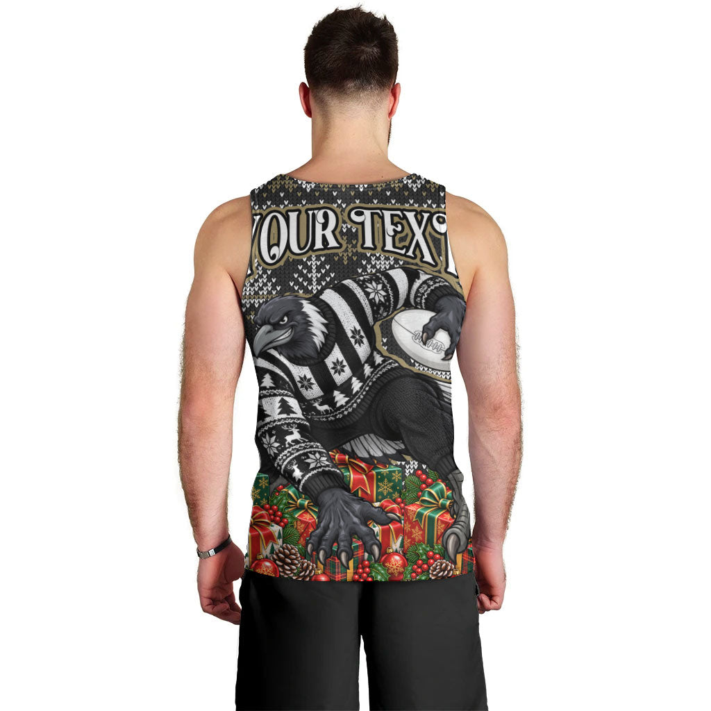 Personalized Magpies Football Christmas Men Tank Top Australian Football Mascot - Ugly Xmas Pattern Festive