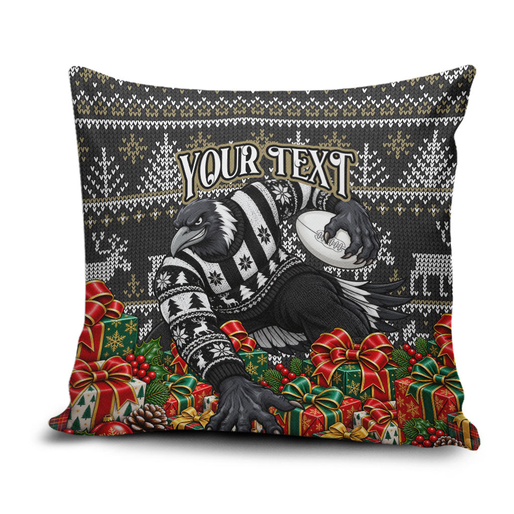 Personalized Magpies Football Christmas Pillow Cover Australian Football Mascot - Ugly Xmas Pattern Festive
