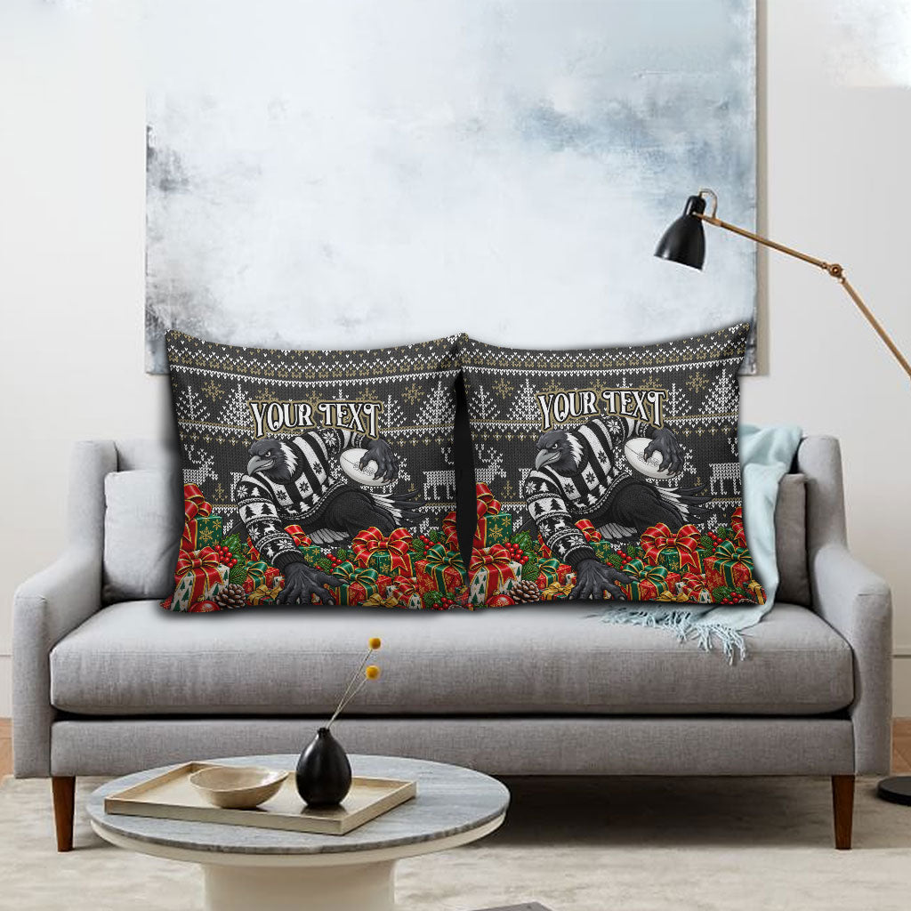 Personalized Magpies Football Christmas Pillow Cover Australian Football Mascot - Ugly Xmas Pattern Festive