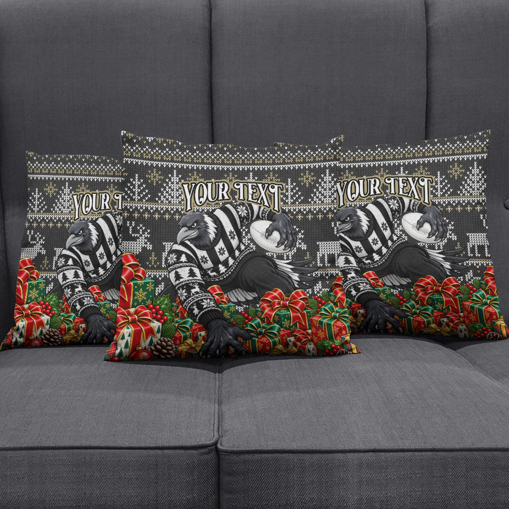 Personalized Magpies Football Christmas Pillow Cover Australian Football Mascot - Ugly Xmas Pattern Festive