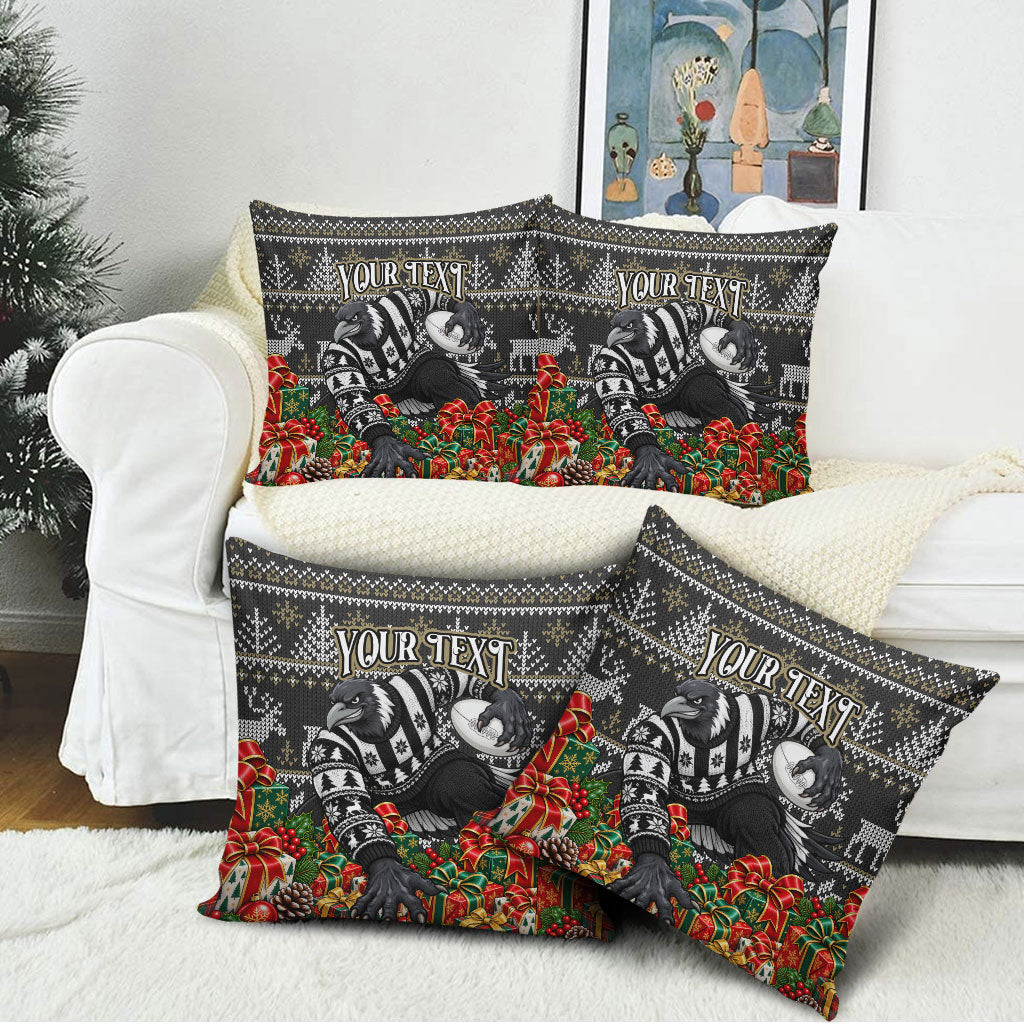Personalized Magpies Football Christmas Pillow Cover Australian Football Mascot - Ugly Xmas Pattern Festive