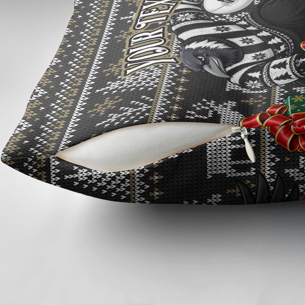 Personalized Magpies Football Christmas Pillow Cover Australian Football Mascot - Ugly Xmas Pattern Festive
