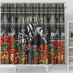 Personalized Magpies Football Christmas Shower Curtain Australian Football Mascot - Ugly Xmas Pattern Festive