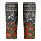 Personalized Magpies Football Christmas Skinny Tumbler Australian Football Mascot - Ugly Xmas Pattern Festive