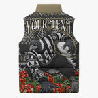 Personalized Magpies Football Christmas Sleeveless Puffer Jacket Australian Football Mascot - Ugly Xmas Pattern Festive
