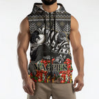 Personalized Magpies Football Christmas Sleeveless Zip Hoodie Australian Football Mascot - Ugly Xmas Pattern Festive