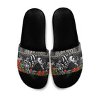 Personalized Magpies Football Christmas Slide Sandals Australian Football Mascot - Ugly Xmas Pattern Festive