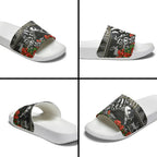 Personalized Magpies Football Christmas Slide Sandals Australian Football Mascot - Ugly Xmas Pattern Festive