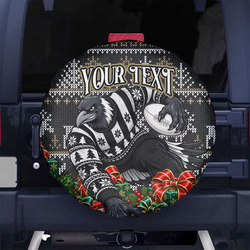 Personalized Magpies Football Christmas Spare Tire Cover Australian Football Mascot - Ugly Xmas Pattern Festive