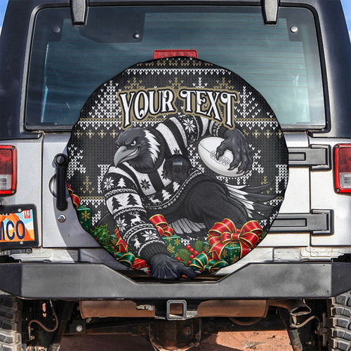 Personalized Magpies Football Christmas Spare Tire Cover Australian Football Mascot - Ugly Xmas Pattern Festive