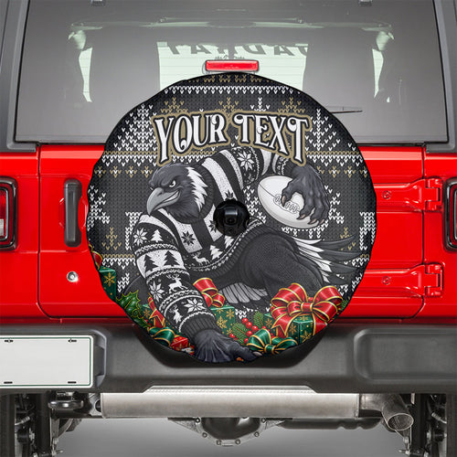 Personalized Magpies Football Christmas Spare Tire Cover Australian Football Mascot - Ugly Xmas Pattern Festive