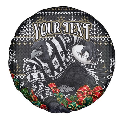 Personalized Magpies Football Christmas Spare Tire Cover Australian Football Mascot - Ugly Xmas Pattern Festive