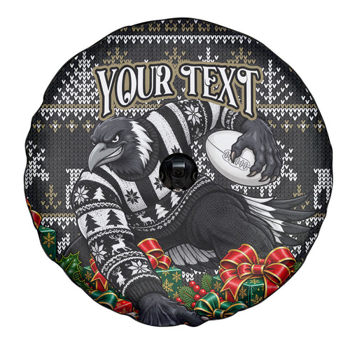 Personalized Magpies Football Christmas Spare Tire Cover Australian Football Mascot - Ugly Xmas Pattern Festive