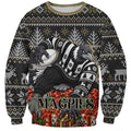 Personalized Magpies Football Christmas Sweatshirt Australian Football Mascot - Ugly Xmas Pattern Festive