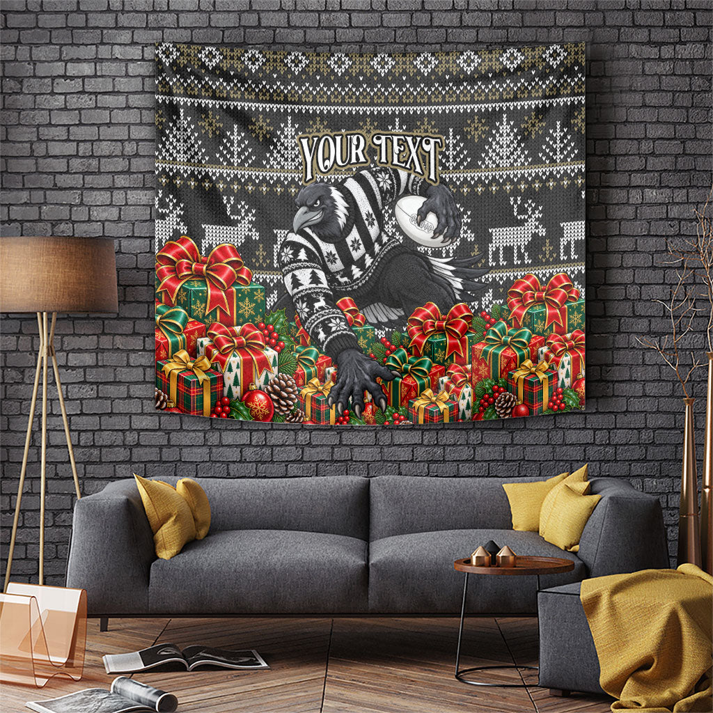 Personalized Magpies Football Christmas Tapestry Australian Football Mascot - Ugly Xmas Pattern Festive