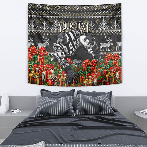 Personalized Magpies Football Christmas Tapestry Australian Football Mascot - Ugly Xmas Pattern Festive