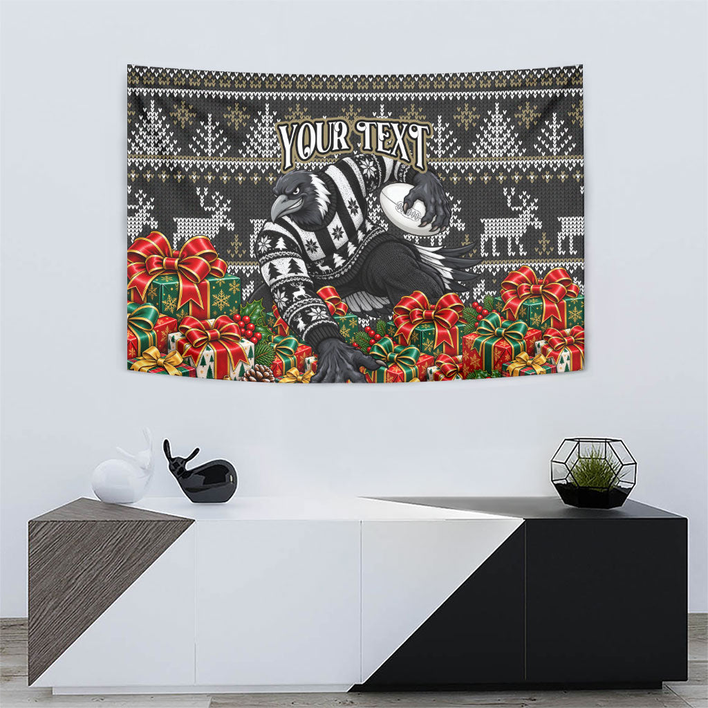 Personalized Magpies Football Christmas Tapestry Australian Football Mascot - Ugly Xmas Pattern Festive